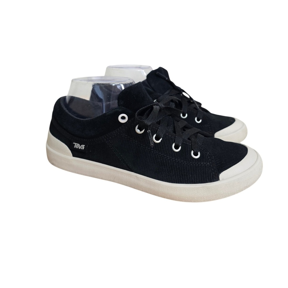 Teva Freewheel Corduroy Sneakers Womens 7.5 Black Suede Trim Low Top 1018488